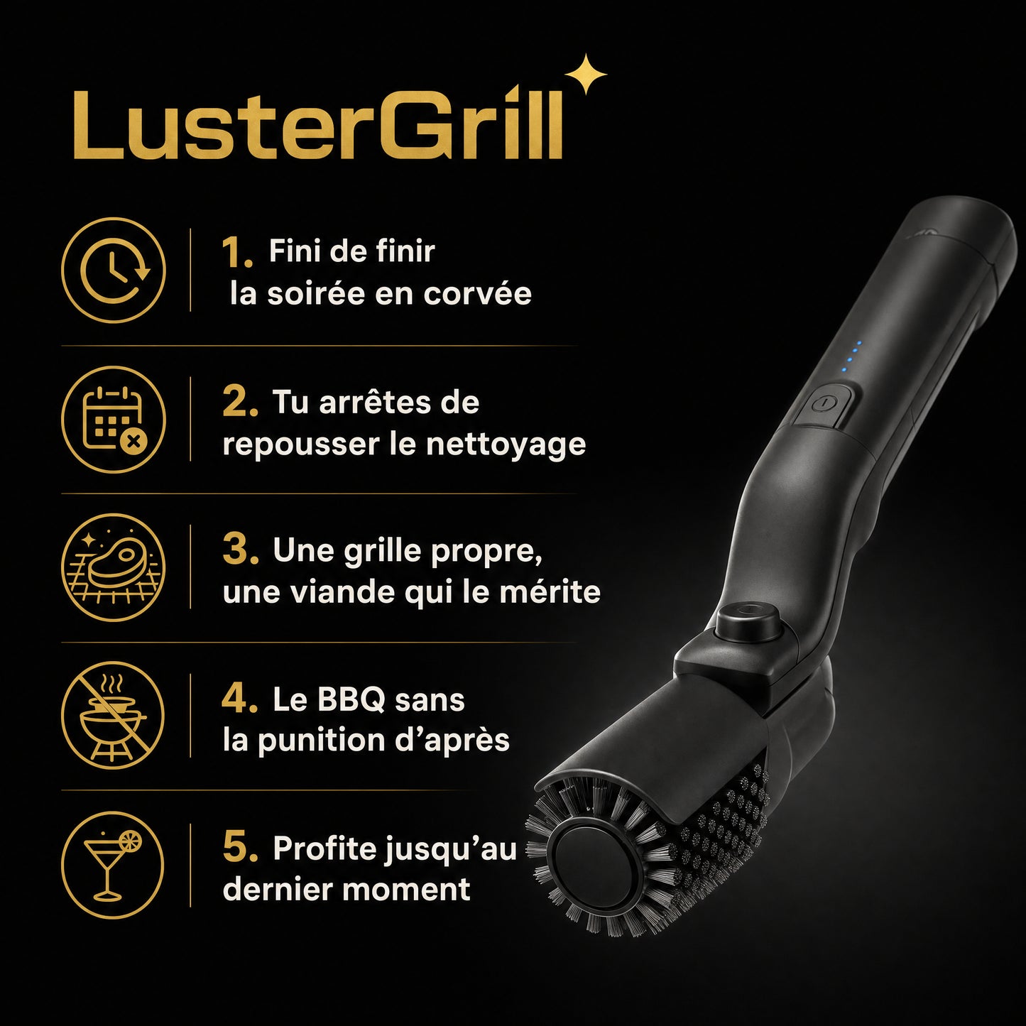LusterGrill —  Brosse BBQ Électrique