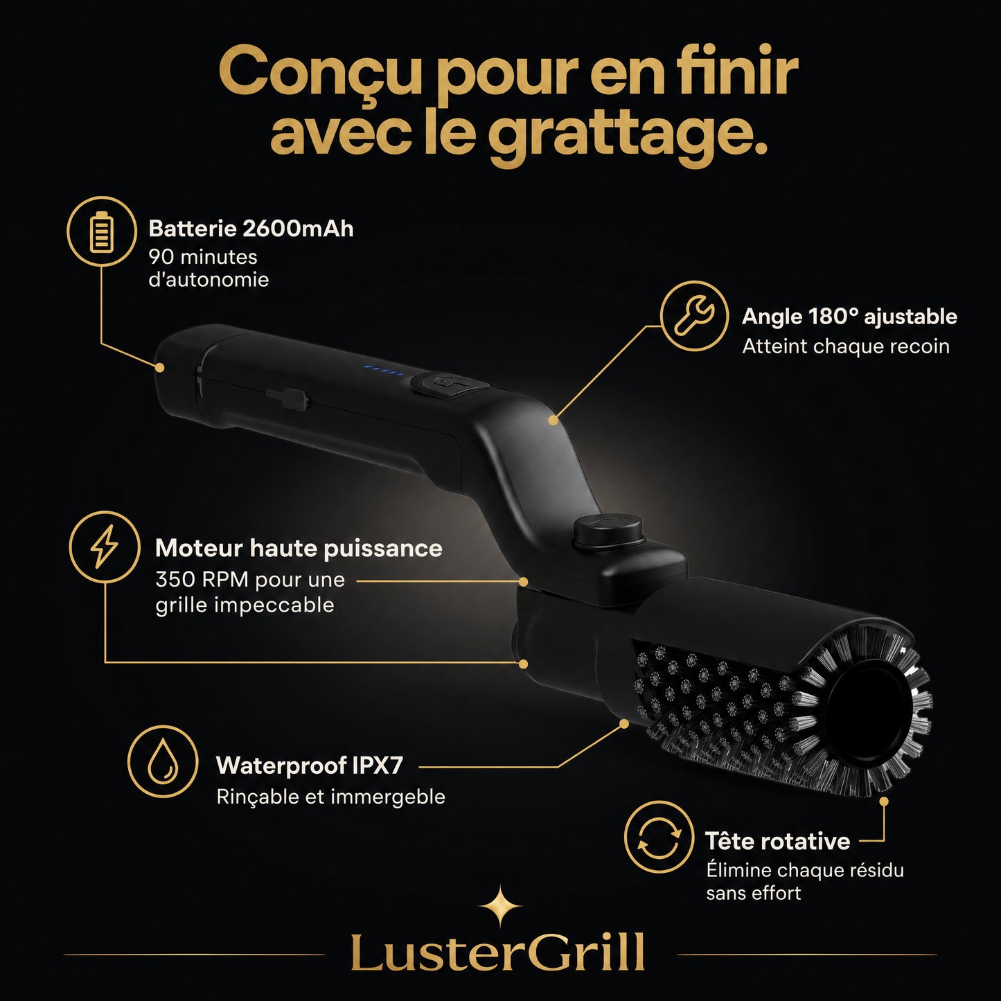 LusterGrill —  Brosse BBQ Électrique
